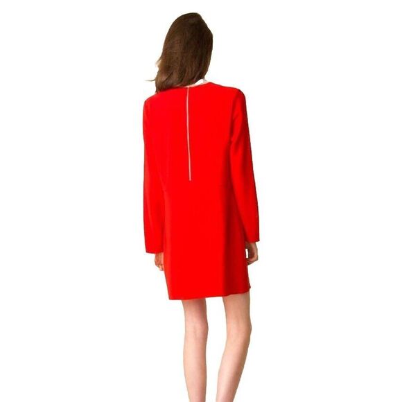 Tibi Long-Sleeve Crepe Mini Cocktail Dress Red Zipper Valentine sz 12 NWT $495 - Picture 3 of 16